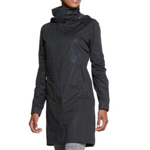 Toad & co womens black overshadow hooded full zip trench jacket M